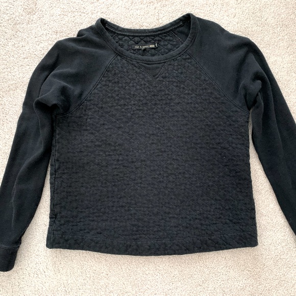 rag & bone / JEAN Rein Quilted Crewneck Pullover Sweater in Black - Picture 3 of 3